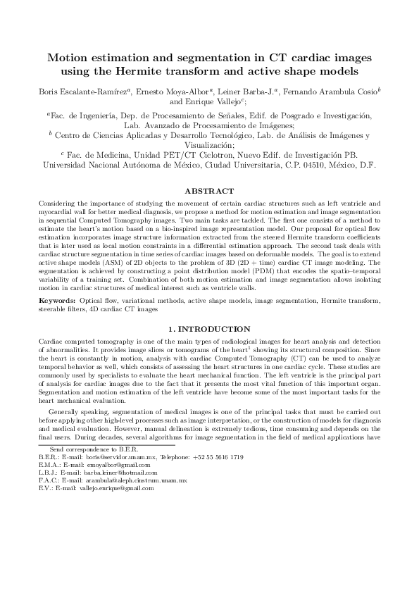 (PDF) Motion estimation and segmentation in CT cardiac images using the ...