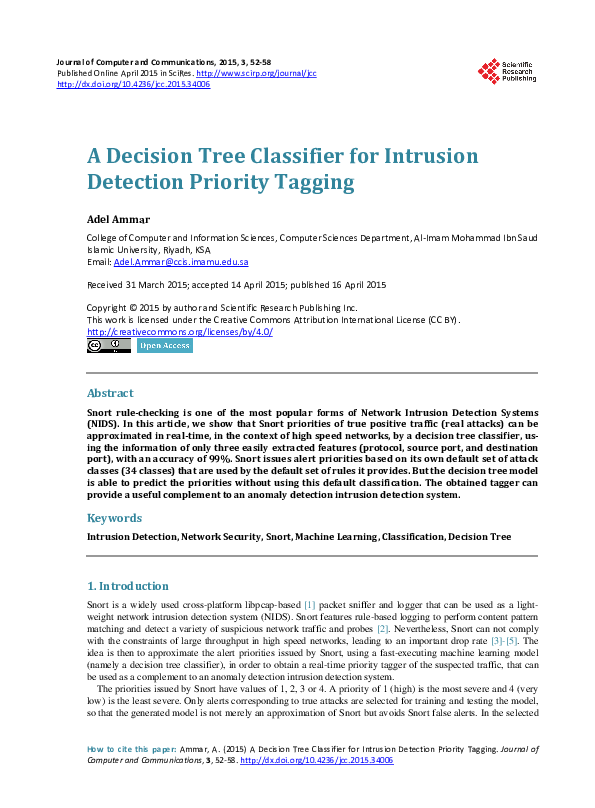 (PDF) A Decision Tree Classifier for Intrusion Detection Priority Tagging