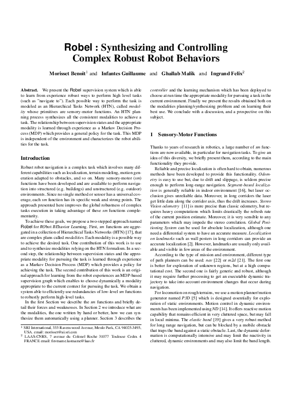 (PDF) Robel: Synthesizing and Conrolling Complex Robust Robot Behaviors