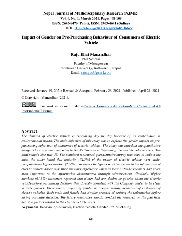 (PDF) Impact of Gender on Pre-Purchasing Behaviour of Consumers of ...