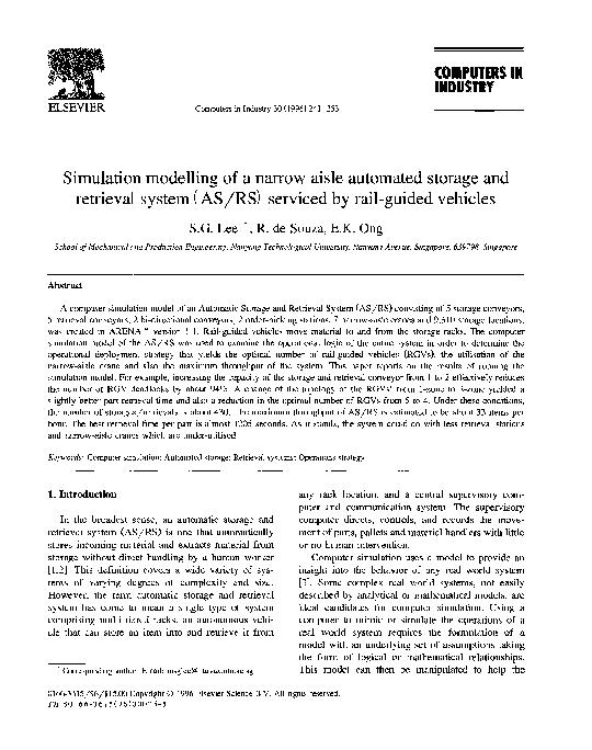 (PDF) Simulation modelling of a narrow aisle automated storage and ...