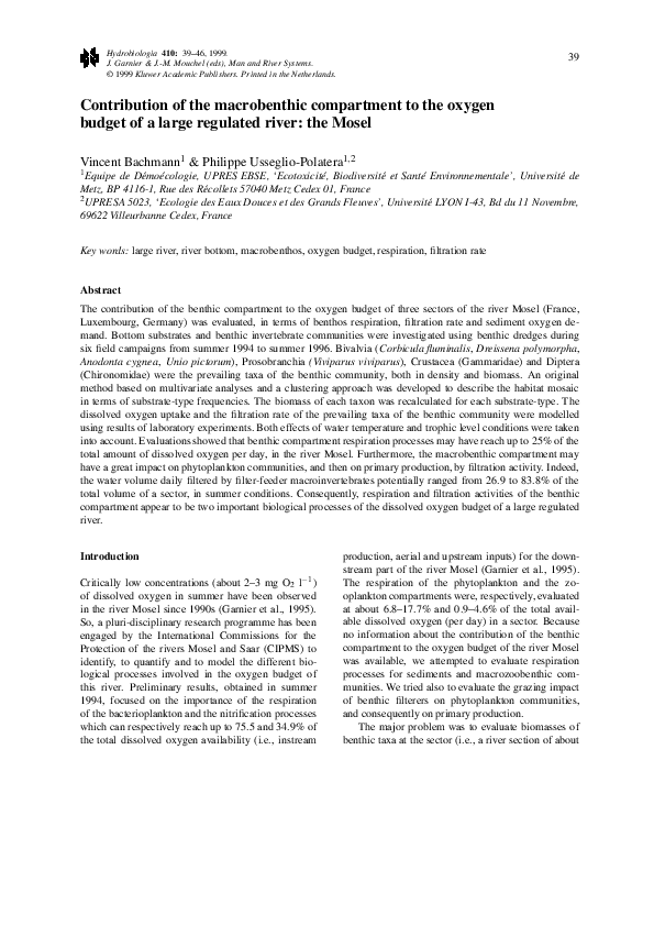 (PDF) Contribution of the macrobenthic compartment to the oxygen budget ...