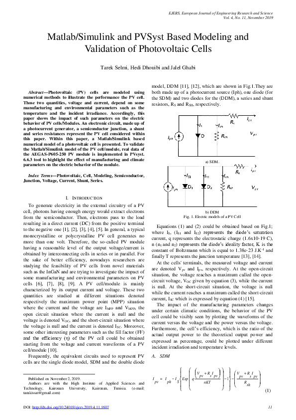 (PDF) Matlab/Simulink and PVSyst Based Modeling and Validation of ...