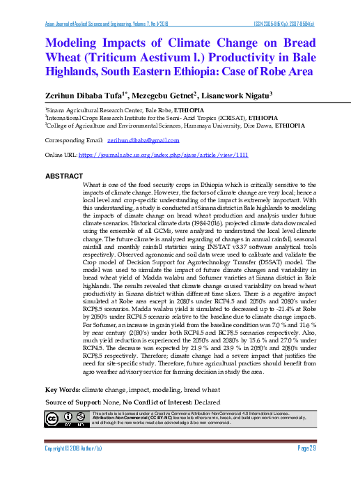 (PDF) Modeling Impacts of Climate Change on Bread Wheat (Triticum ...