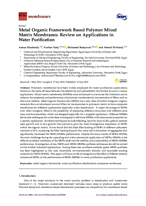 (PDF) Metal Organic Framework Based Polymer Mixed Matrix Membranes ...