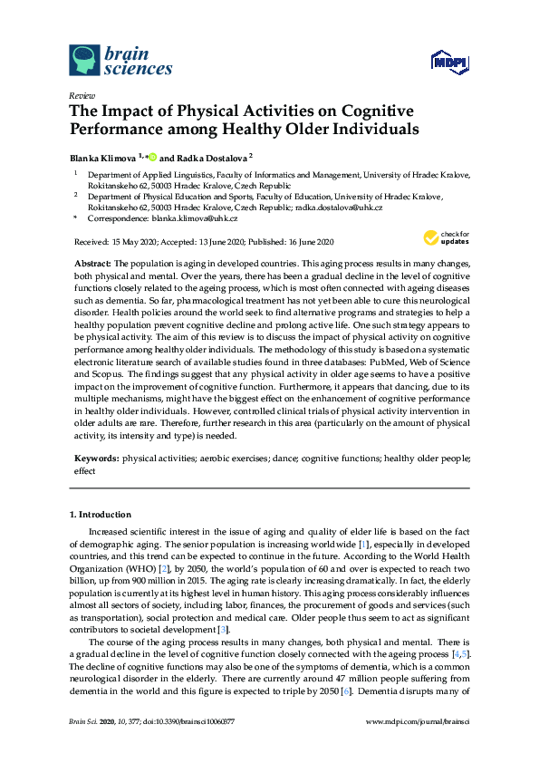 (PDF) The Impact of Physical Activities on Cognitive Performance among ...