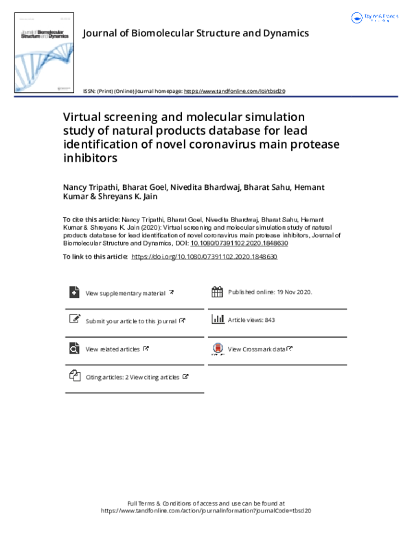 (PDF) Virtual screening and molecular simulation study of natural ...