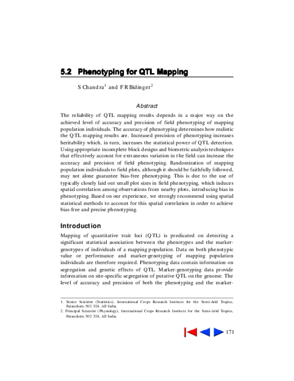 (PDF) Phenotyping for QTL Mapping