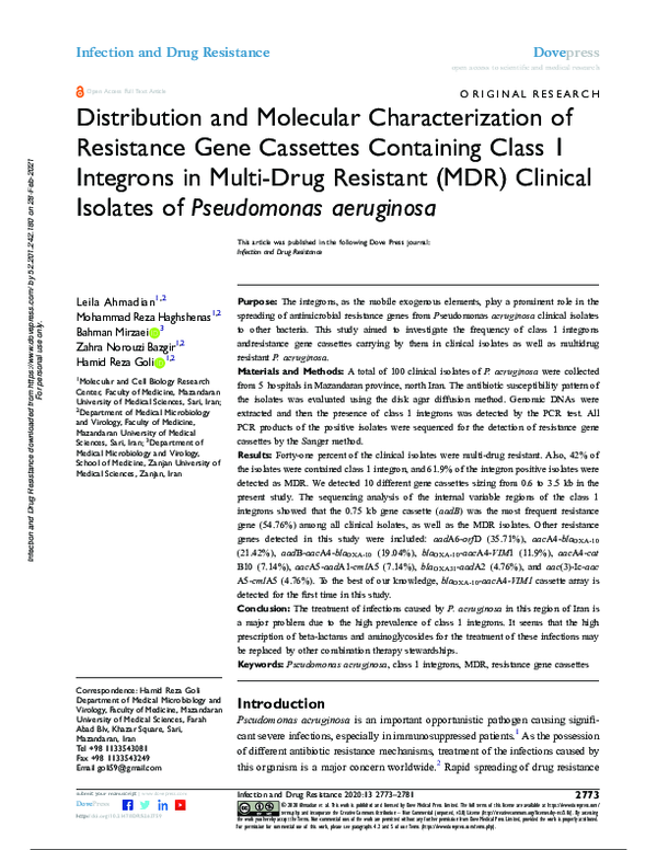 (PDF) Distribution and Molecular Characterization of Resistance Gene ...