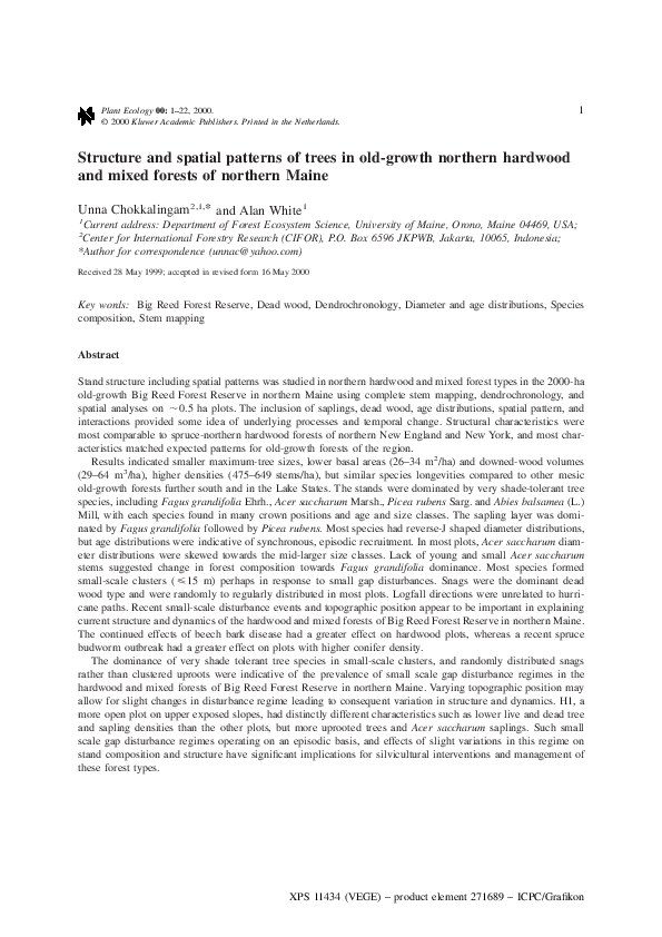 (PDF) Structure and spatial patterns of trees in old-growth northern ...