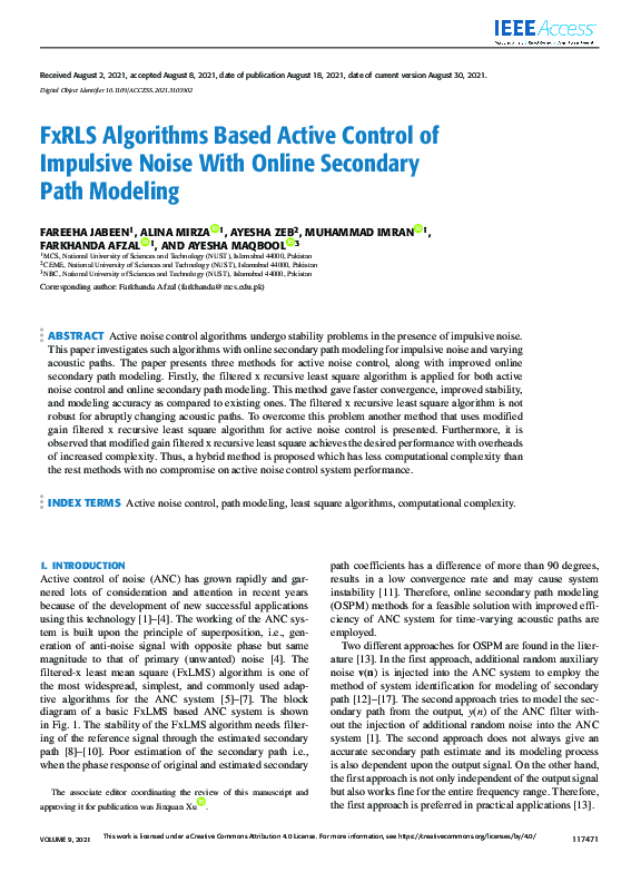 (PDF) FxRLS Algorithms Based Active Control of Impulsive Noise With ...