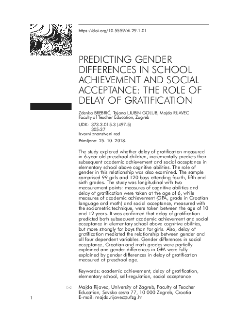 (PDF) Predicting Gender Differences in School Achievement and Social ...