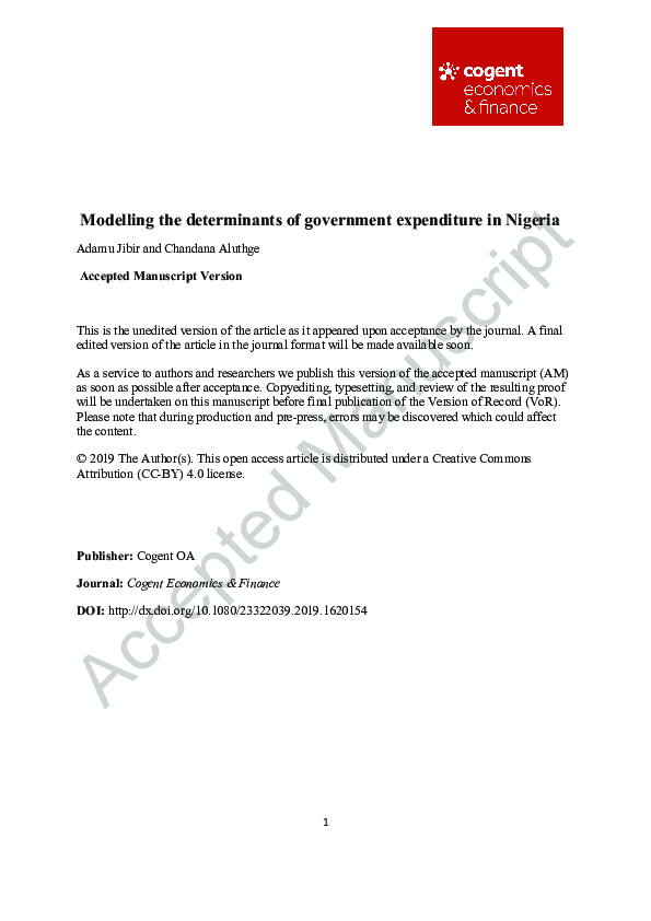 (PDF) Modelling the Determinants of Government Expenditure in Nigeria