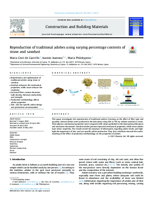 (PDF) Reproduction of traditional adobes using varying percentage ...