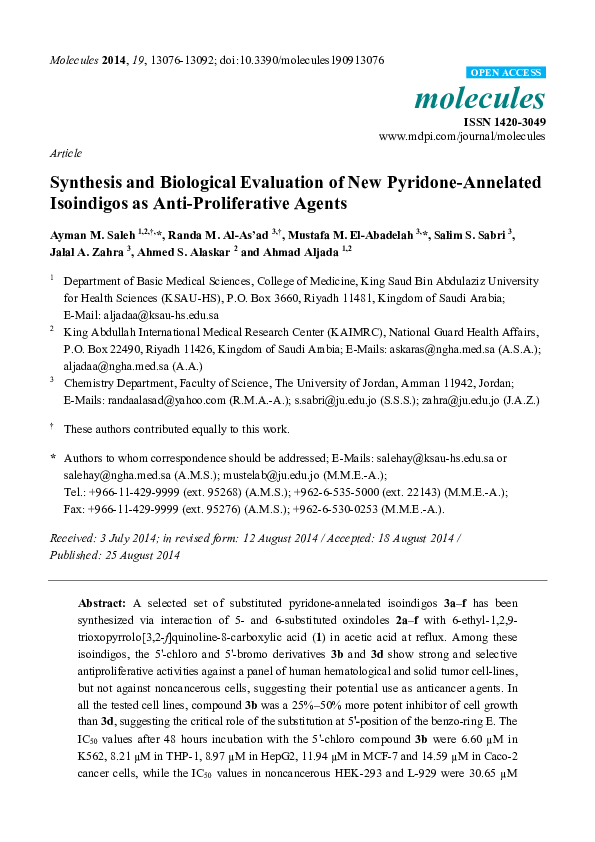 (PDF) Synthesis and biological evaluation of new pyrazolone–pyridazine ...