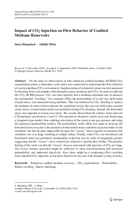 (PDF) Impact of CO2 Injection on Flow Behavior of Coalbed Methane ...
