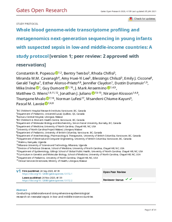 (PDF) Whole blood genome-wide transcriptome profiling and metagenomics ...