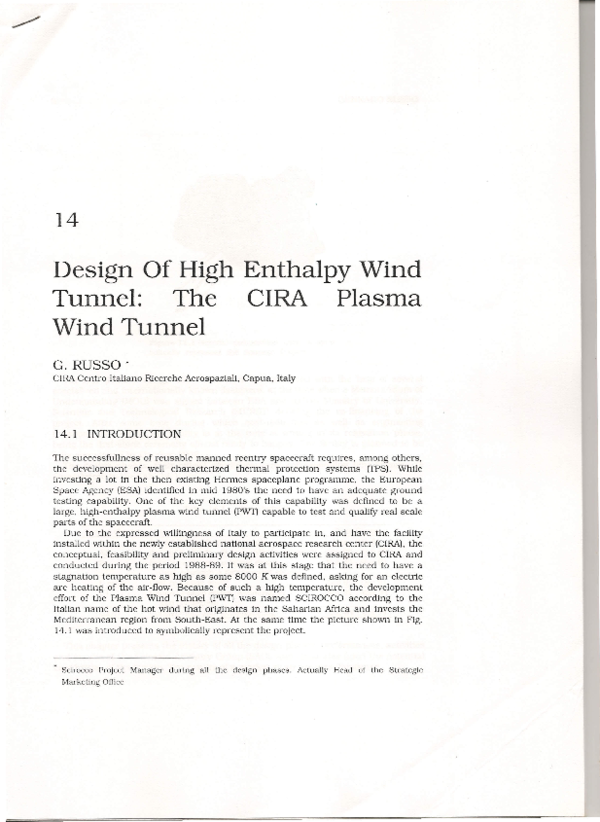 (PDF) Design Of High Enthalpy Wind Tunnel: The CIRA Plasma Wind Tunnel