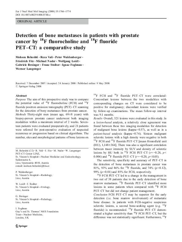 (PDF) Detection of bone metastases in patients with prostate cancer by ...