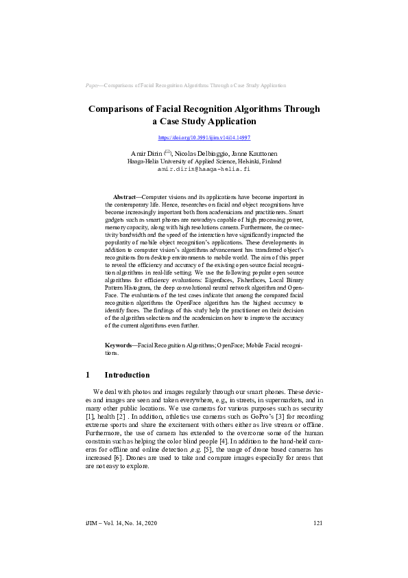 (PDF) Comparisons of Facial Recognition Algorithms Through a Case Study ...