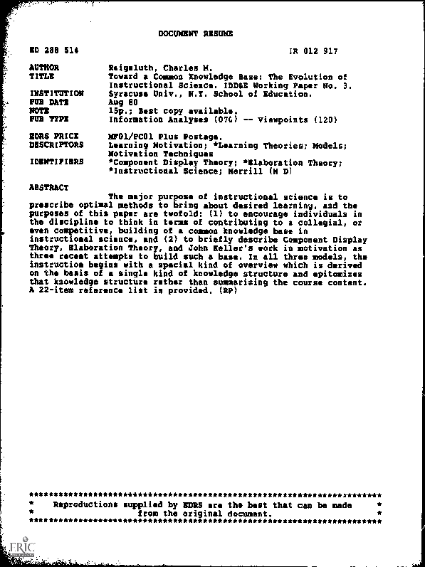 (PDF) Toward a Common Knowledge Base: The Evolution of Instructional ...