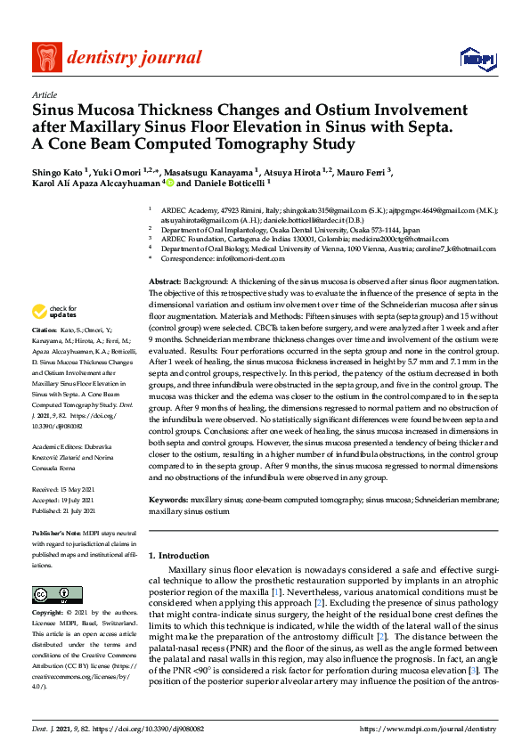 (PDF) Sinus Mucosa Thickness Changes and Ostium Involvement after ...