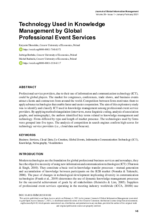(PDF) Technology Used in Knowledge Management by Global Professional ...