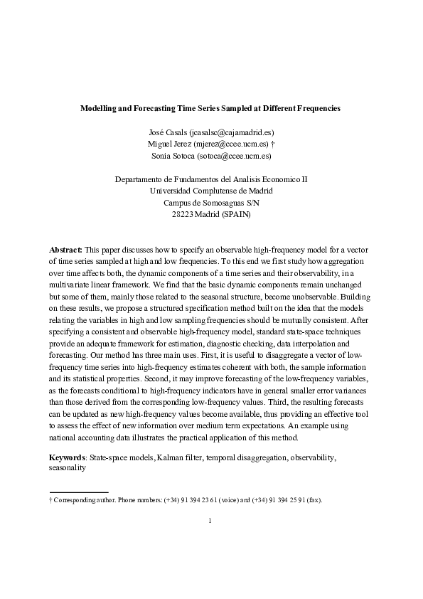 (PDF) Modelling and forecasting time series sampled at different ...
