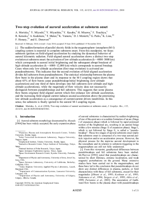 (PDF) Two-step evolution of auroral acceleration at substorm onset