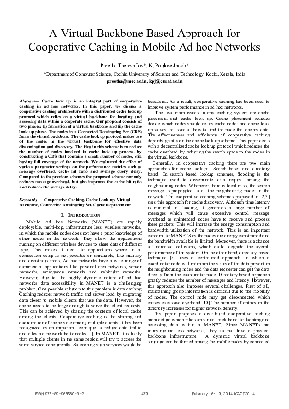 (PDF) A virtual backbone based approach for cooperative caching in ...
