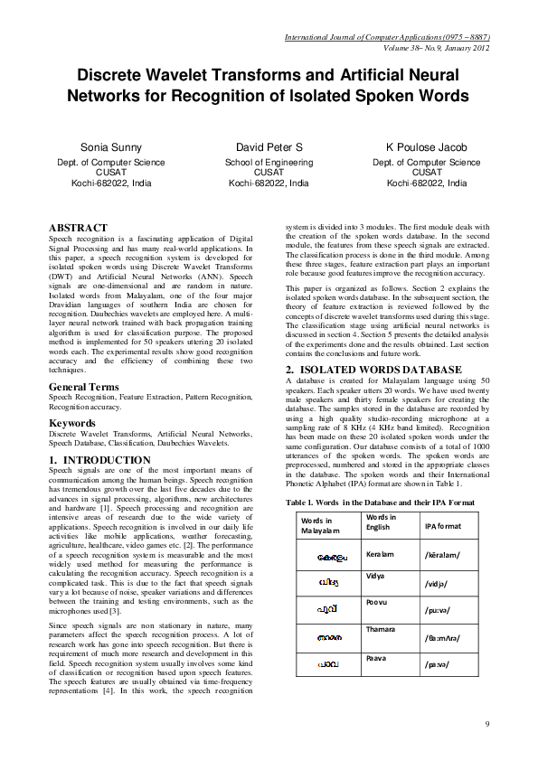 (PDF) Discrete Wavelet Transforms and Artificial Neural Networks for ...