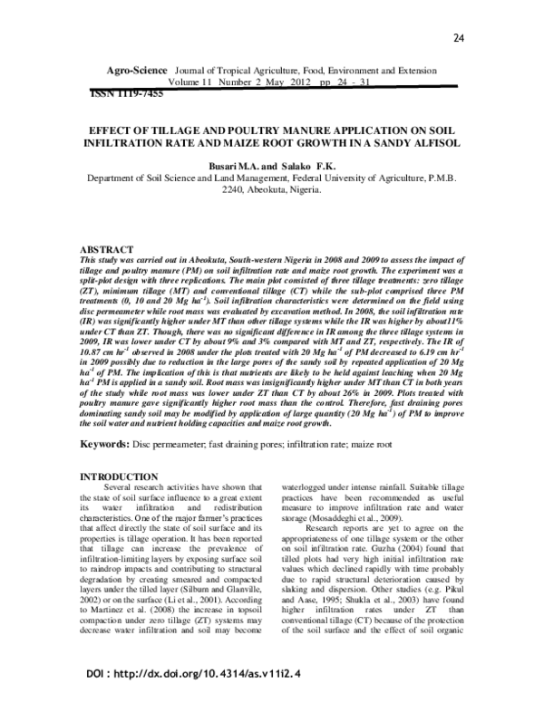 (PDF) Effect of tillage and poultry manure application on soil ...