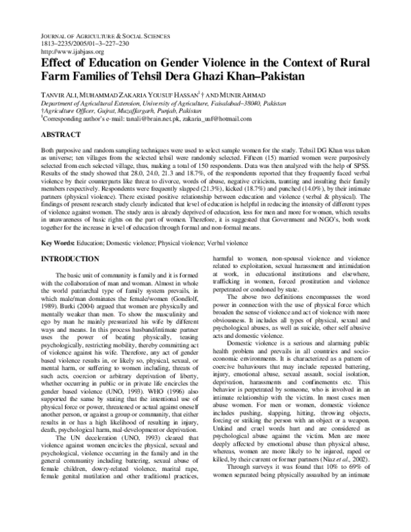 (PDF) Education's Role in Reducing Gender Violence in Rural Pakistan
