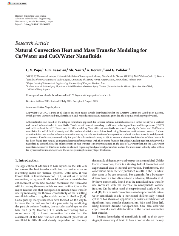 (PDF) Natural Convection Heat and Mass Transfer Modeling for Cu/Water ...