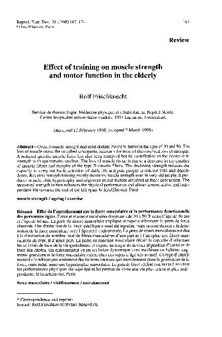 (PDF) Effect of training on muscle strength and motor function in the ...