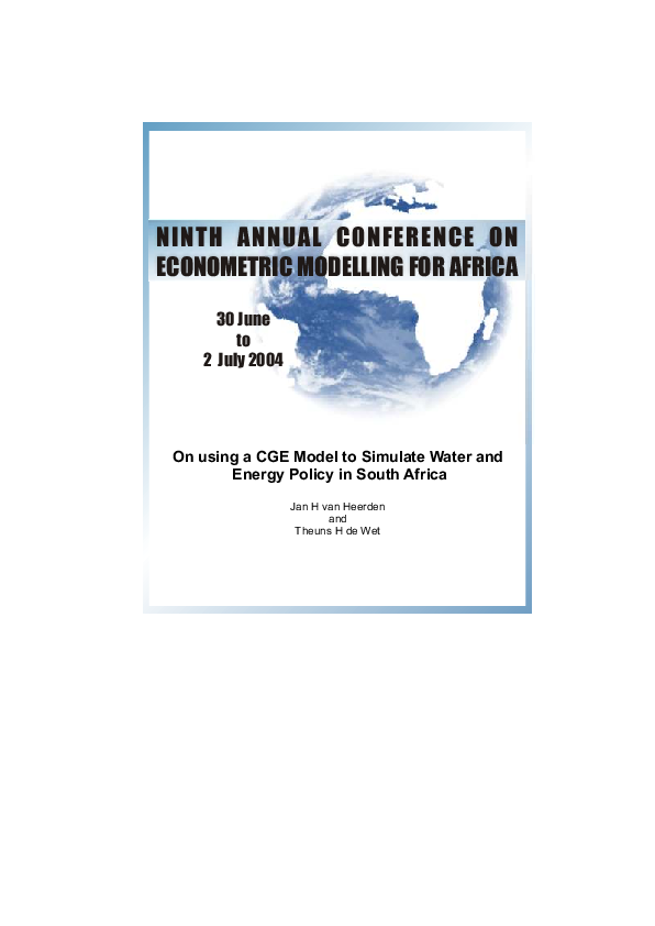 (PDF) On Using a Cge Model to Simulate Energy Policy in South AFRICA1