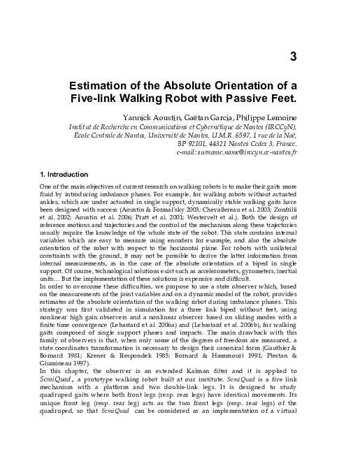 (PDF) Estimation of the Absolute Orientation of a Five-Link Walking ...