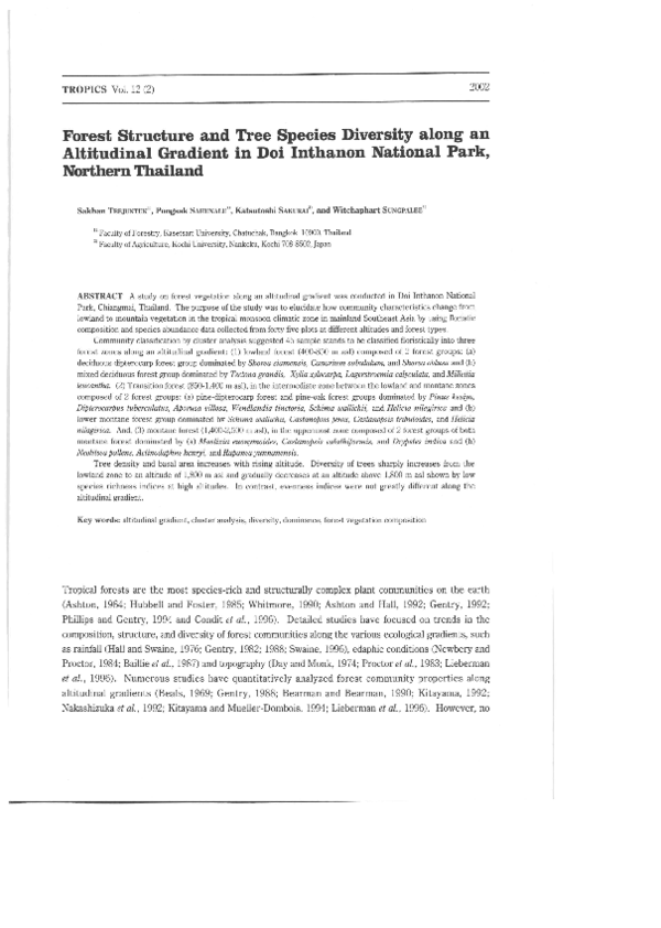(PDF) Forest Structure and Tree Species Diversity along an Altitudinal ...