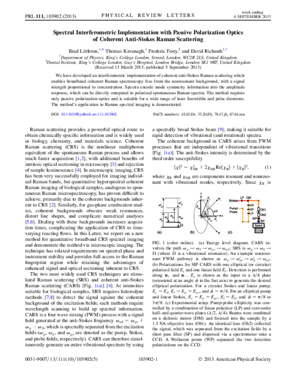 (PDF) Spectral Interferometric Implementation with Passive Polarization ...