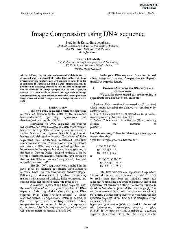 (PDF) Image Compression using DNA sequence