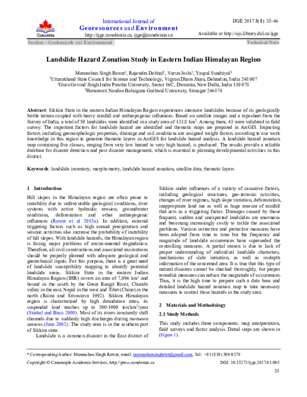 (PDF) Landslide Hazard Zonation Study in Eastern Indian Himalayan Region