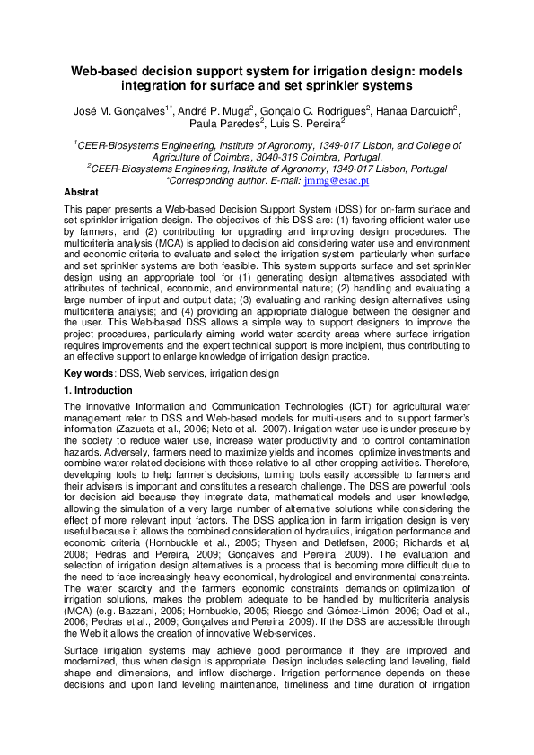(PDF) Web-based decision support system for irrigation design: models ...