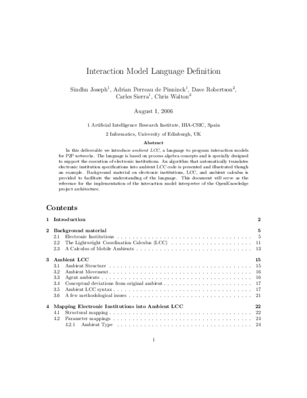 (PDF) Interaction Model Language Definition