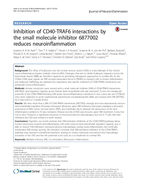 (PDF) Inhibition of CD40-TRAF6 interactions by the small molecule ...