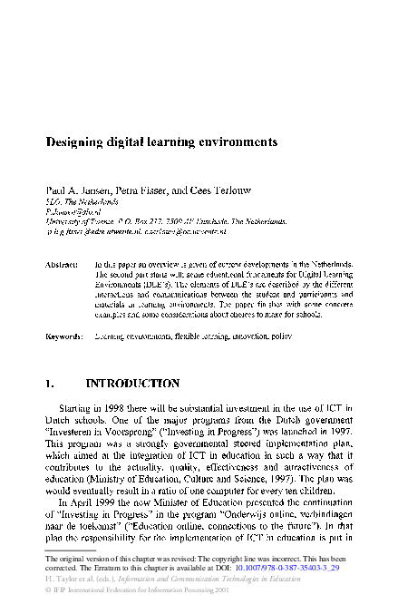 Pdf Designing Digital Learning Environments