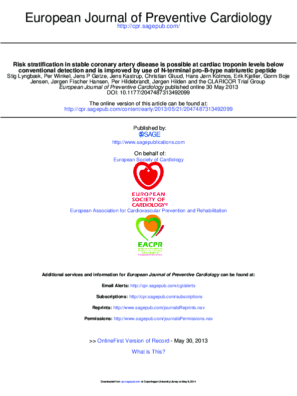 (PDF) Risk stratification in stable coronary artery disease is possible ...