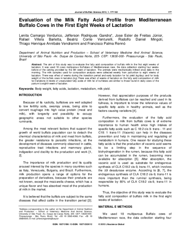 (PDF) Evaluation of the Milk Fatty Acid Profile from Mediterranean ...