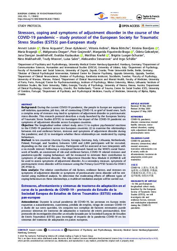 (PDF) Stressors, coping and symptoms of adjustment disorder in the ...