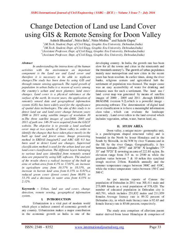 (PDF) Change Detection of Land use Land Cover using GIS & Remote ...