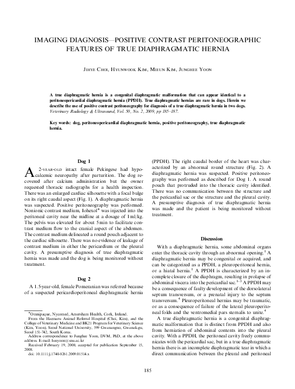 (PDF) Imaging Diagnosis—Positive Contrast Peritoneographic Features of ...